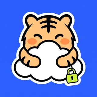 The TigerSoup tiger hugging a padlocked cloud